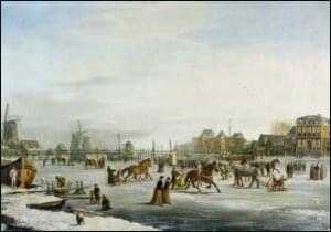 Harddraverij met arresleden op de Zaan bij Wormerveer, Klaas van Vliet, Zaans Museum