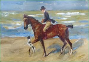 Reiter am Strand mit Foxterrier, Max Liebermann