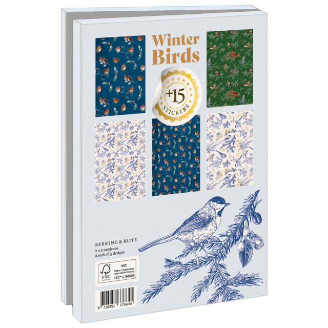 Kaartenmapje met env, groot: Winter Birds