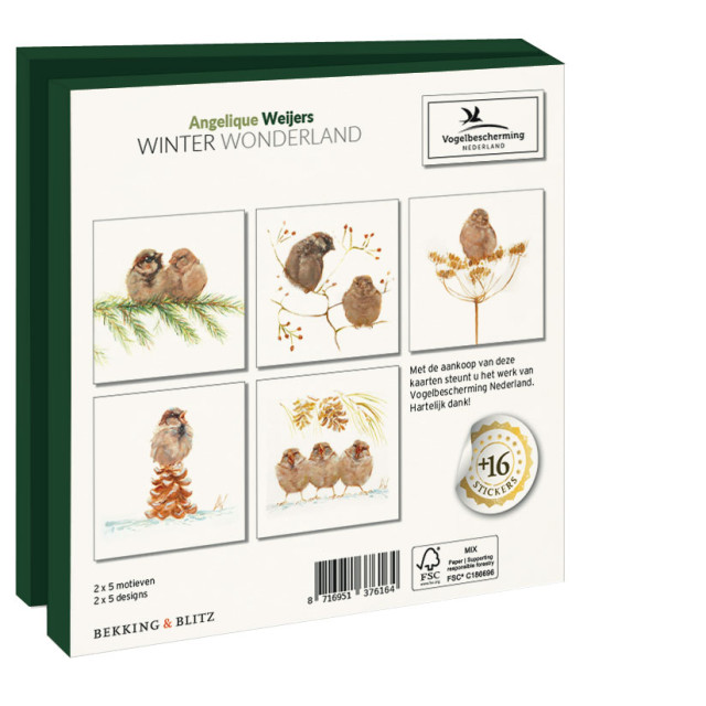 Kaartenmapje met env, vierkant: Winter Wonderland, Angelique Weijers, Vogelbescherming