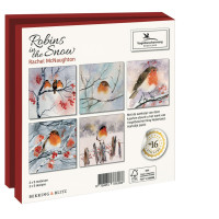 Kaartenmapje met env, vierkant: Robins in the Snow, Rachel McNaughton, Vogelbescherming